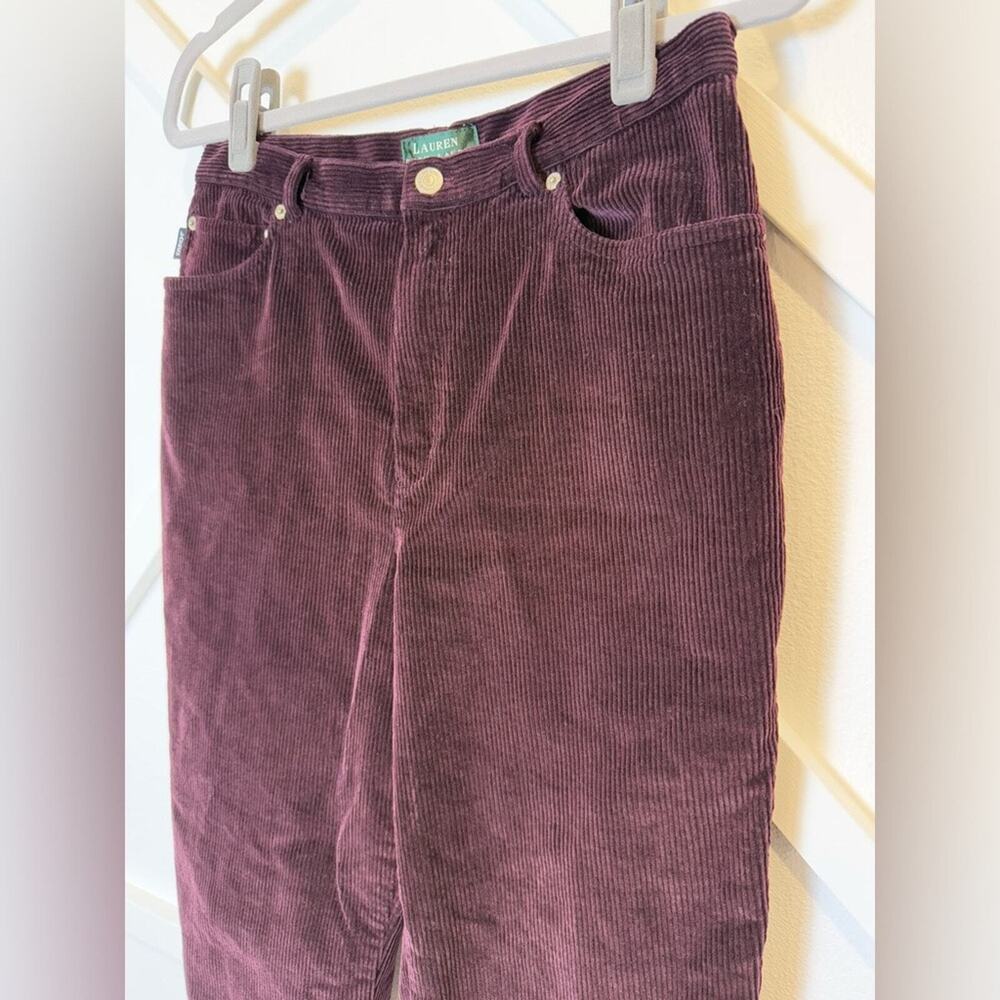 Lauren Ralph Lauren Tapered Corduroy Pants Maroon Size 12 Petite - Picture 2 of 9